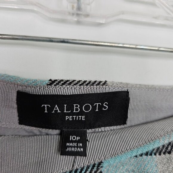 NWT TALBOTS Wool Blend Skirt GRAY BLUE BLACK PLAID size 10 p Twee Knee Length - Picture 6 of 8